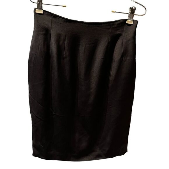 Vintage Black Silk Skirt Midi Size 6 - Picture 2 of 8